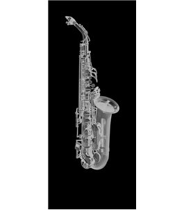 Glasschiebetür PIPE-LINE Saksofon Gelasert Auf Grauglas