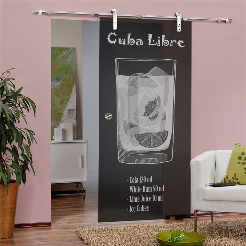 Glasschiebetür PIPE-LINE Cuba Libre Gelasert Auf Grauglas