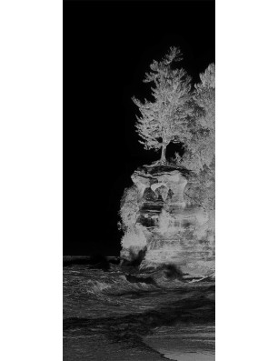 Lichtausschnitt Wasserfall Gelasert Auf Klarglas