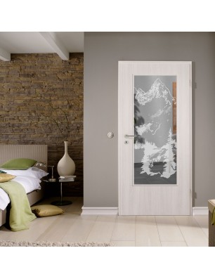 Lichtausschnitt Rocky Mountain Gelasert Auf Klarglas