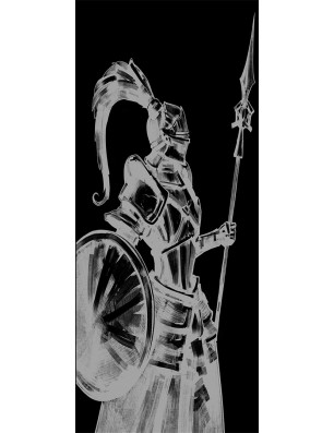 Lichtausschnitt Krieger Gelasert Auf Klarglas