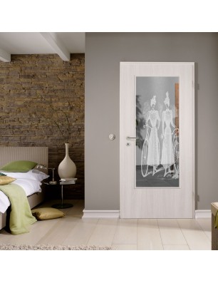 Lichtausschnitt Fahrrad Gelasert Auf Klarglas