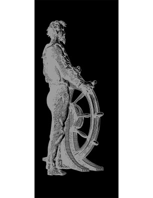 Lichtausschnitt Kapitän II Gelasert Auf Klarglas