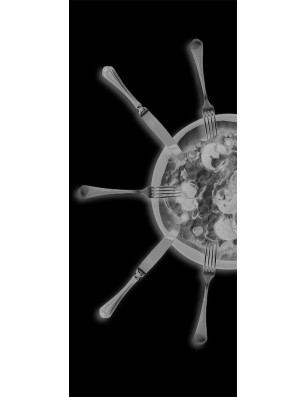 Lichtausschnitt Pizza Gelasert Auf Klarglas