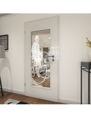 Lichtausschnitt Vintage Bike Gelasert Auf Klarglas