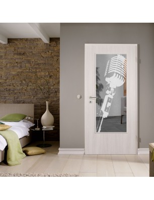 Lichtausschnitt Mikrofon Gelasert Auf Klarglas