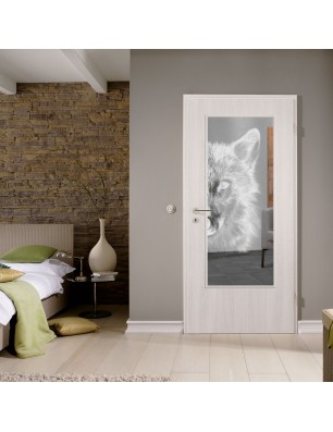 Lichtausschnitt Wolf 4 Gelasert Auf Klarglas