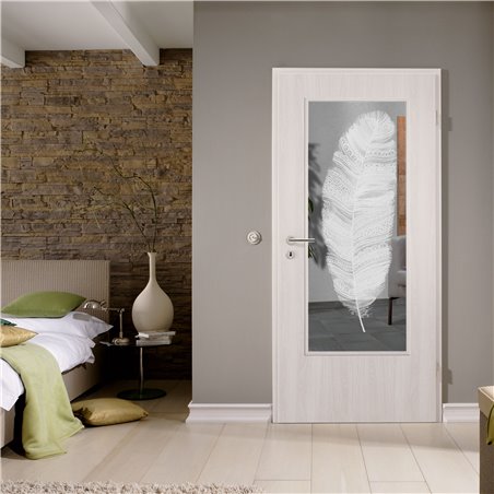 Lichtausschnitt Feder Gelasert Auf Klarglas