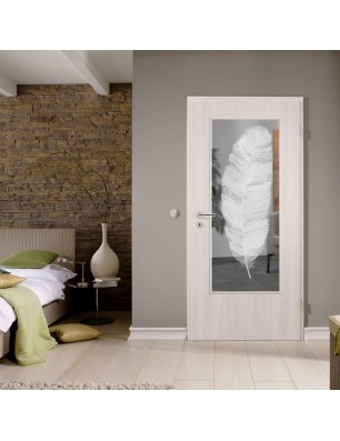 Lichtausschnitt Feder Gelasert Auf Klarglas