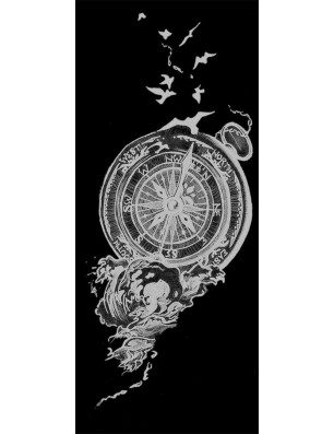 Lichtausschnitt Kompass Gelasert Auf Klarglas