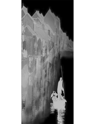 Lichtausschnitt Gondel Gelasert Auf Klarglas