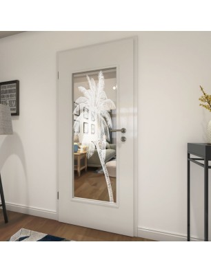 Lichtausschnitt Palme Gelasert Auf Klarglas