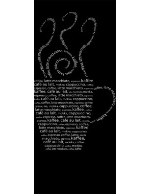 Lichtausschnitt Kaffe Wordart Gelasert Auf Klarglas