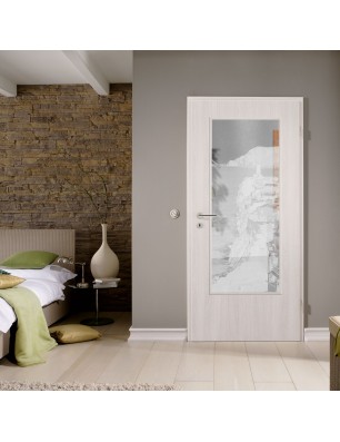 Lichtausschnitt Mediteranes Dorf Gelasert Auf Klarglas