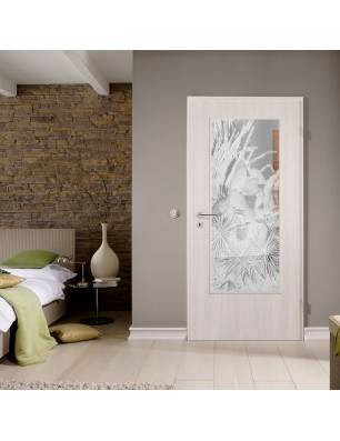 Lichtausschnitt Kaktusblüten Gelasert Auf Klarglas