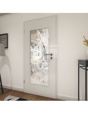 Lichtausschnitt Kaktusblüten Gelasert Auf Klarglas