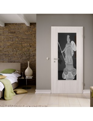 Lichtausschnitt Athena Gelasert Auf Grauglas