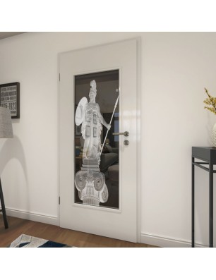 Lichtausschnitt Athena Gelasert Auf Grauglas