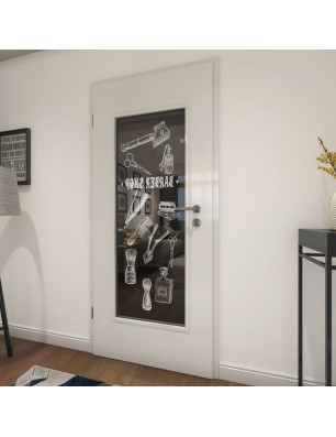 Lichtausschnitt Barber Shop Gelasert Auf Grauglas