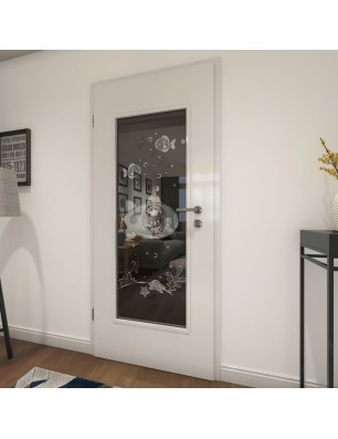 Lichtausschnitt Kid U-Boot Gelasert Auf Grauglas