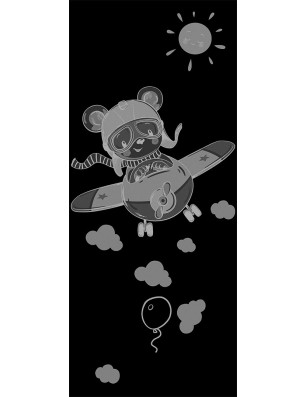 Lichtausschnitt Kid Flugzeug Gelasert Auf Grauglas