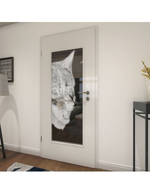 Lichtausschnitt Wolf Gelasert Auf Grauglas