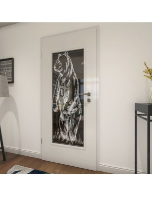 Lichtausschnitt Bär Gelasert Auf Grauglas