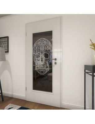 Lichtausschnitt Skull 3 Gelasert Auf Grauglas