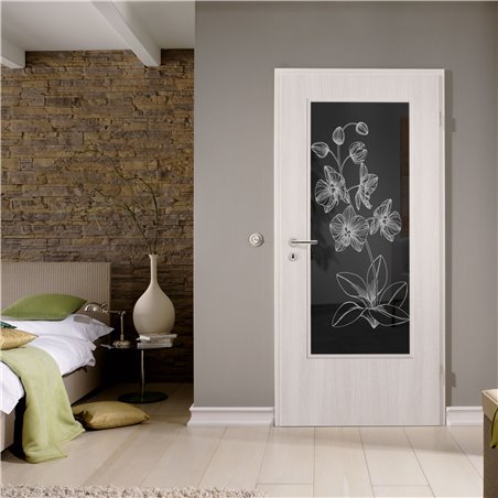 Lichtausschnitt Blume 9 Gelasert Auf Grauglas