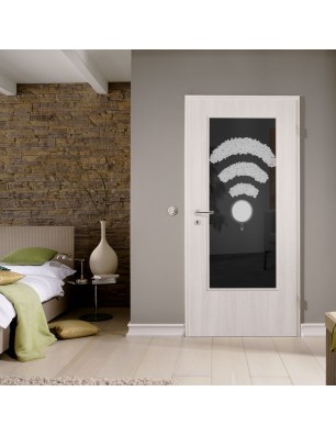 Lichtausschnitt Kaffee - Wifi Gelasert Auf Grauglas