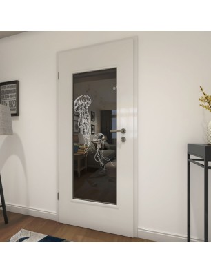 Lichtausschnitt Qualle Gelasert Auf Grauglas