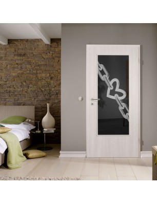 Lichtausschnitt Kette Gelasert Auf Grauglas