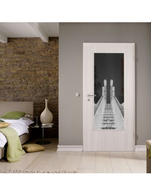 Lichtausschnitt Treppe Gelasert Auf Grauglas