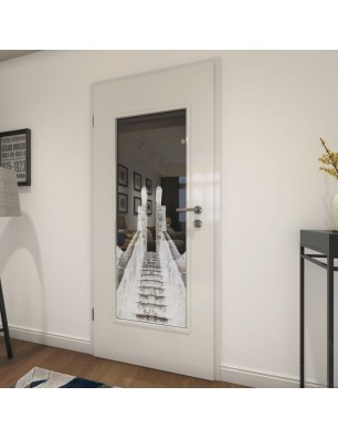 Lichtausschnitt Treppe Gelasert Auf Grauglas