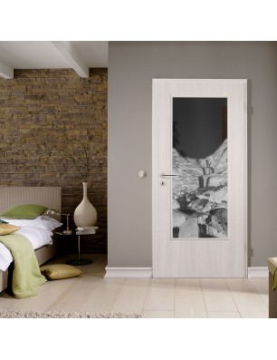 Lichtausschnitt Wasserfall Gelasert Auf Grauglas