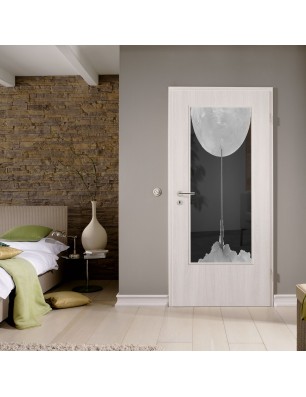 Lichtausschnitt Rakete Gelasert Auf Grauglas