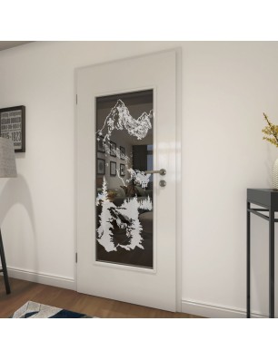 Lichtausschnitt Rocky Mountain Gelasert Auf Grauglas