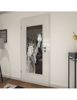 Lichtausschnitt Freiheitsstatue Gelasert Auf Grauglas