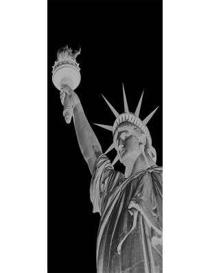 Lichtausschnitt Freiheitsstatue Gelasert Auf Grauglas