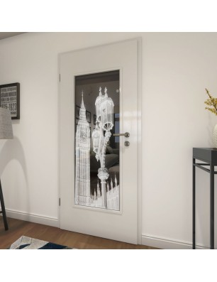 Lichtausschnitt Big Ben Gelasert Auf Grauglas