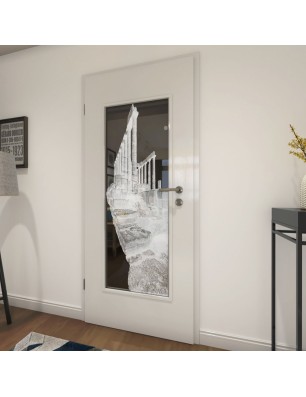 Lichtausschnitt Greece Gelasert Auf Grauglas