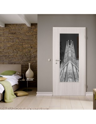 Lichtausschnitt Barcelona Gelasert Auf Grauglas