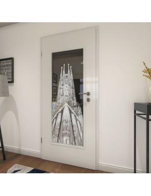 Lichtausschnitt Barcelona Gelasert Auf Grauglas