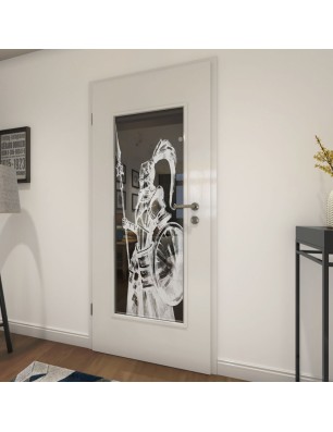 Lichtausschnitt Krieger Gelasert Auf Grauglas