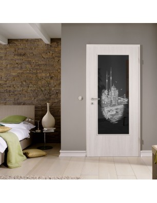 Lichtausschnitt Istanbul Gelasert Auf Grauglas