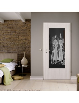 Lichtausschnitt Fahrrad Gelasert Auf Grauglas