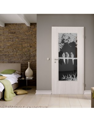 Lichtausschnitt Pappagei II Gelasert Auf Grauglas