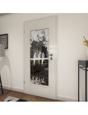 Lichtausschnitt Pappagei II Gelasert Auf Grauglas