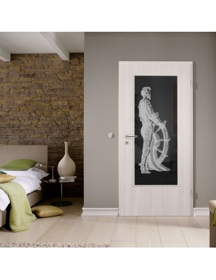 Lichtausschnitt Kapitän II Gelasert Auf Grauglas