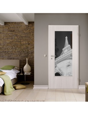 Lichtausschnitt Eifelturm Gelasert Auf Grauglas